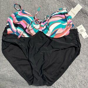 Sz 20W Raisins Curve 2 pc Multicolor Bikini Set Stripes